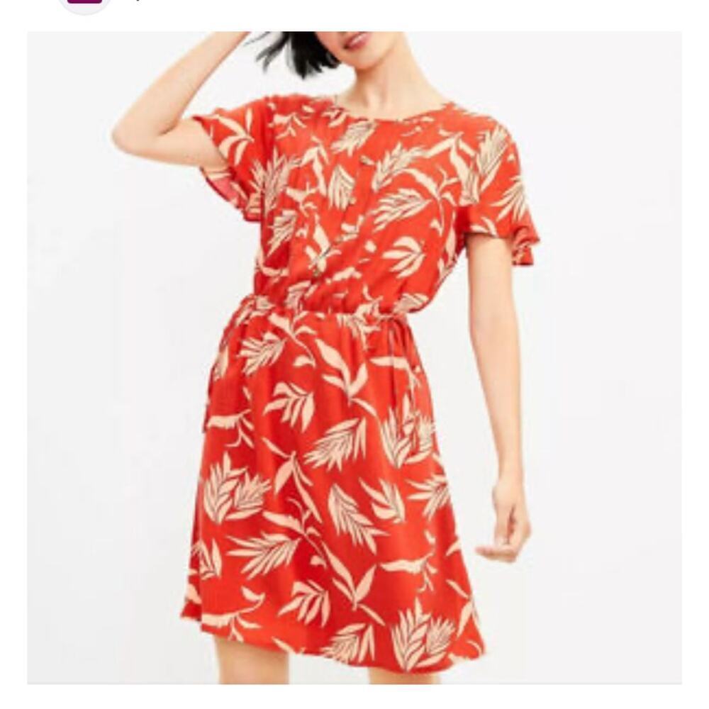Ann Taylor LOFT Tropical Print Short Sleeve Dress Size XS